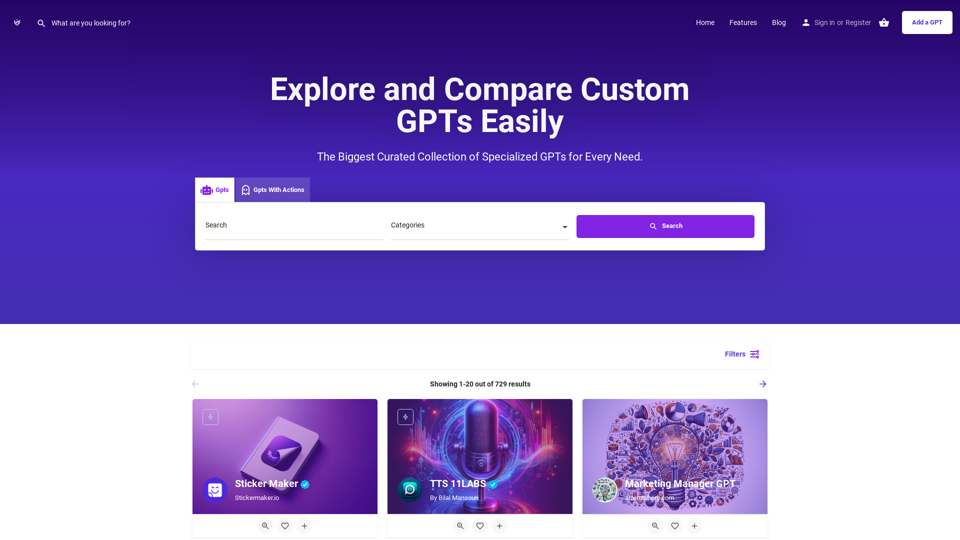 GPTs Store:Explore and Compare Custom GPTs