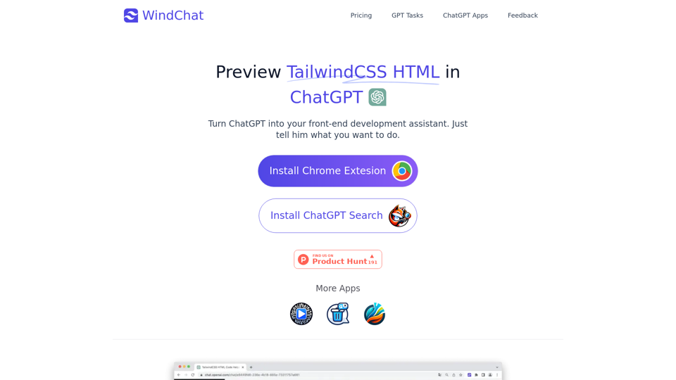 WindChat - Preview Tailwindcss HTML in ChatGPT | WindChat