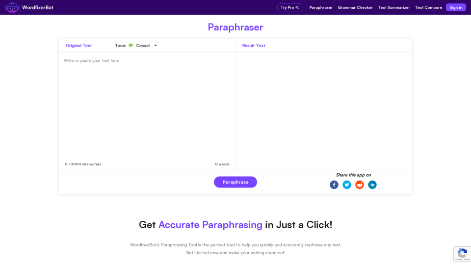 Paraphrasing Tool - Best Free Online Paraphraser | WordfixerBot