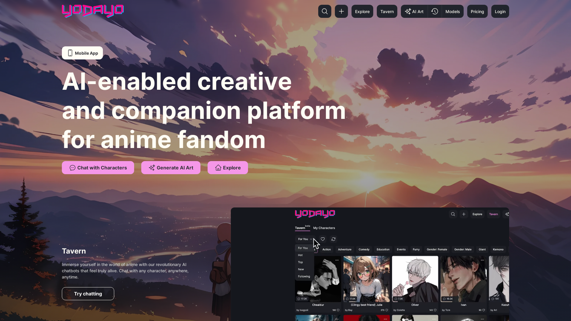 Yodayo screenshot