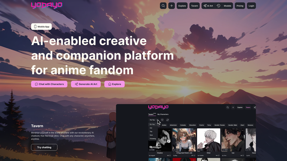Yodayo screenshot
