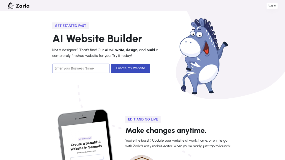 Zarla AI Website Builder screenshot
