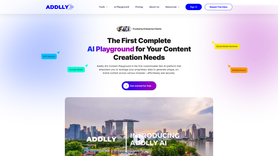 Addlly AI: 1st Complete AI Playground for Content Creation