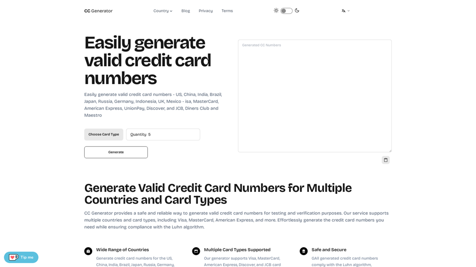 CC Generator: Generate Valid Credit Card Numbers