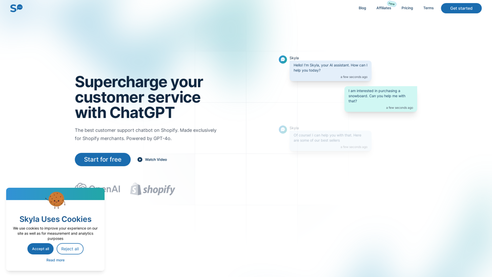 Skyla - Your ChatGPT-Powered Customer Service for Shopify