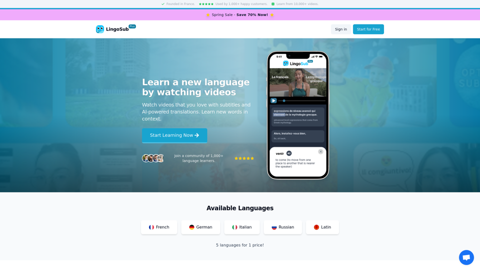 LingoSub - Learn languages by watching videos