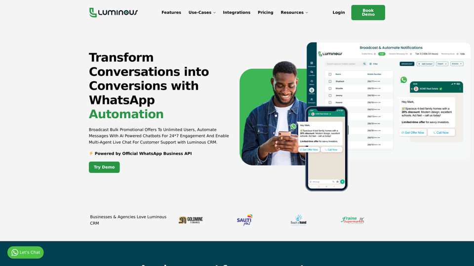 Luminous CRM: Your Complete WhatsApp Engagement Platform