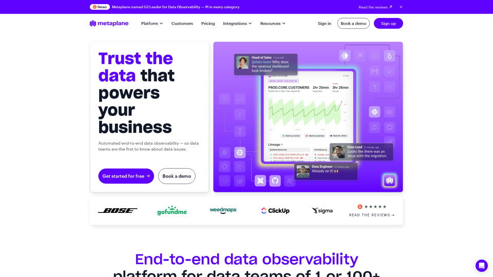 Data Observability Platform for Modern Data Teams | Metaplane