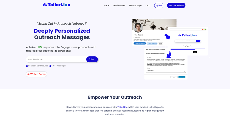 TailorLinx | Scalable Personalization for Sales Outreach Messages