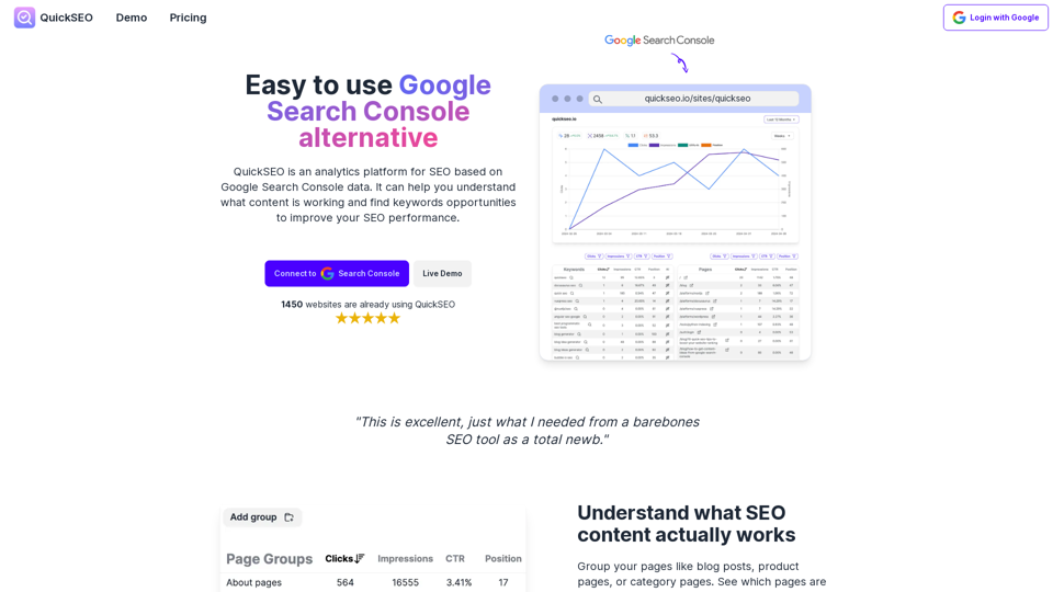 QuickSEO — Easy to use Google Search Console alternative