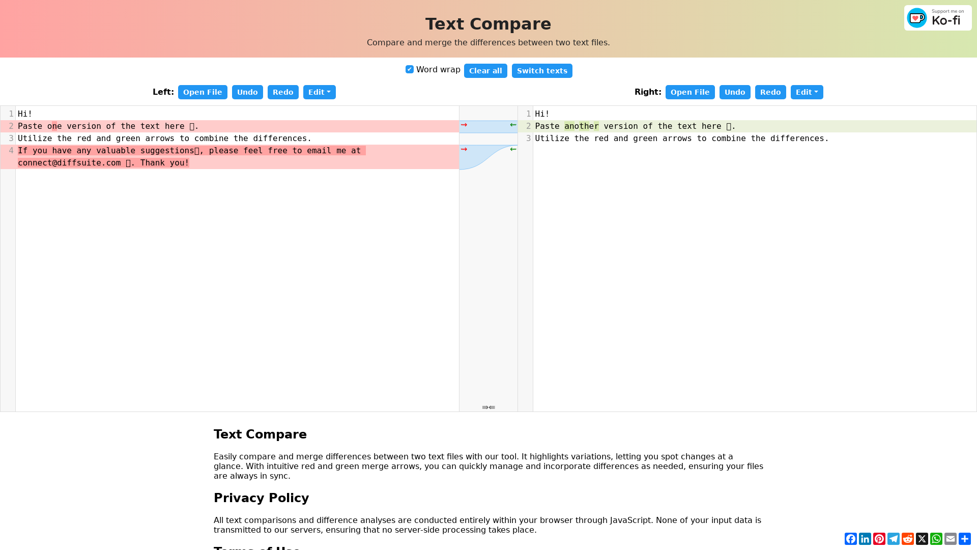 Text Compare: Online Difference Finder & Merger