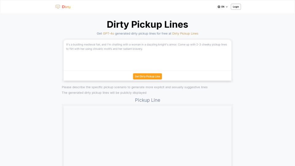 Dirty Pickup Lines - Online AI Raunchy Pickup Line Generator