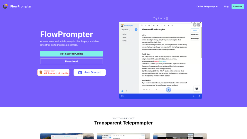 FlowPrompter - Transparent teleprompter online