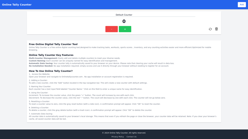 Free Online Digital Multiple Tally Counter