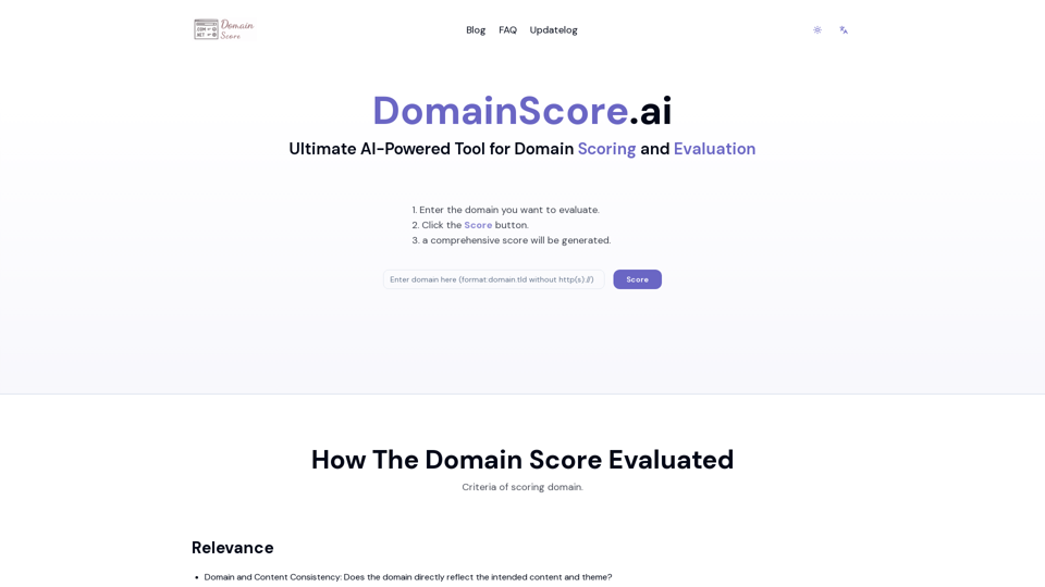 DomainScore | AI-Powered Comprehensive Domain Evaluation and Scoring