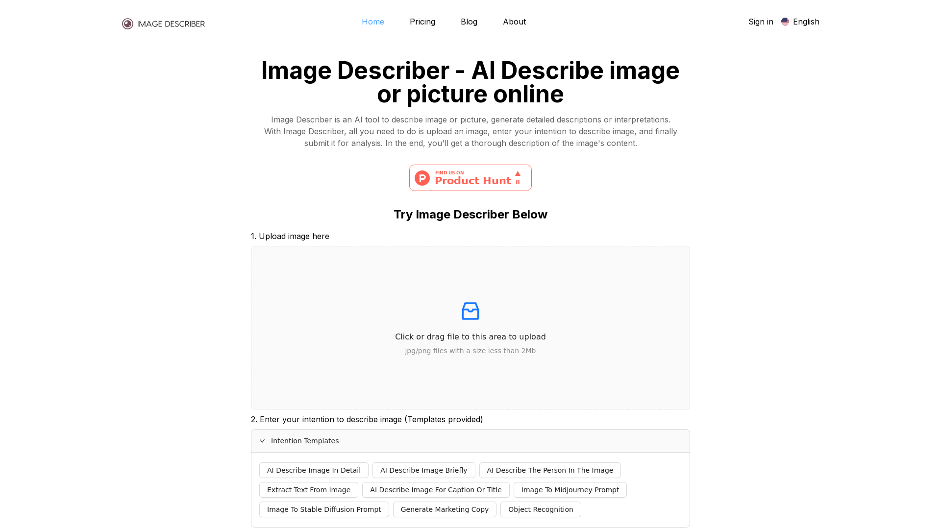 Image Describer screenshot