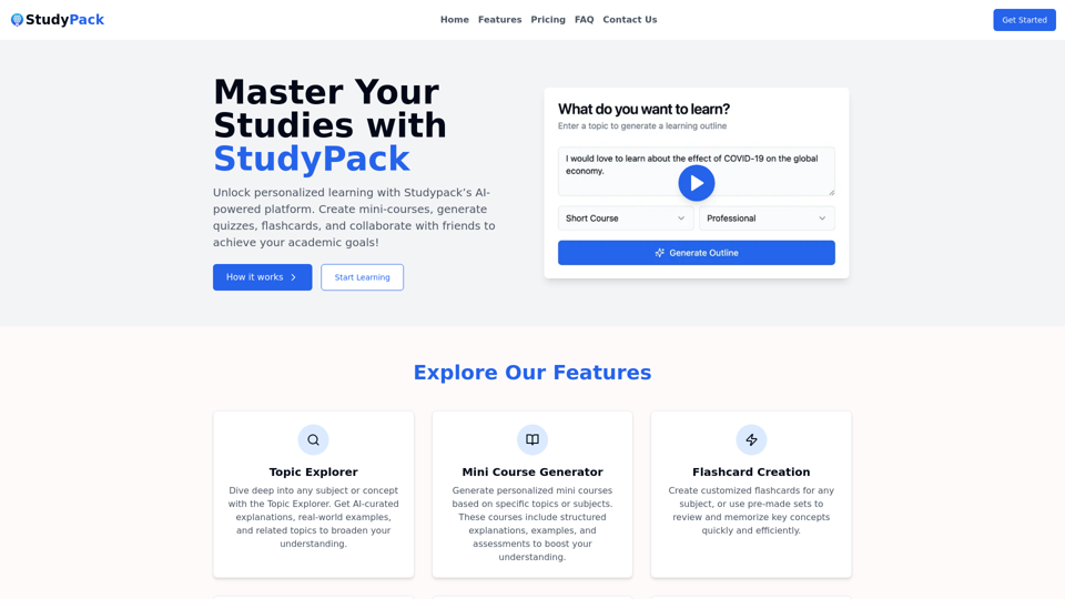 Studypack | Your Personalized AI Learning Companion