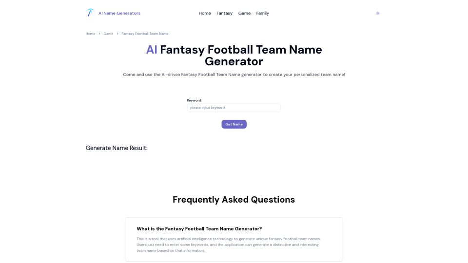 Fantasy Football Team Name Generator - AI Name Generators