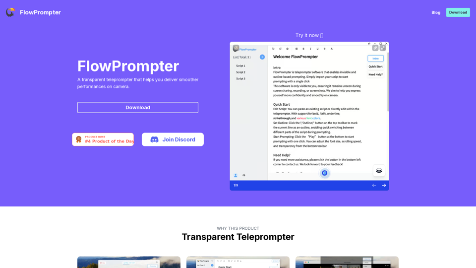 FlowPrompter - Transparent teleprompter online