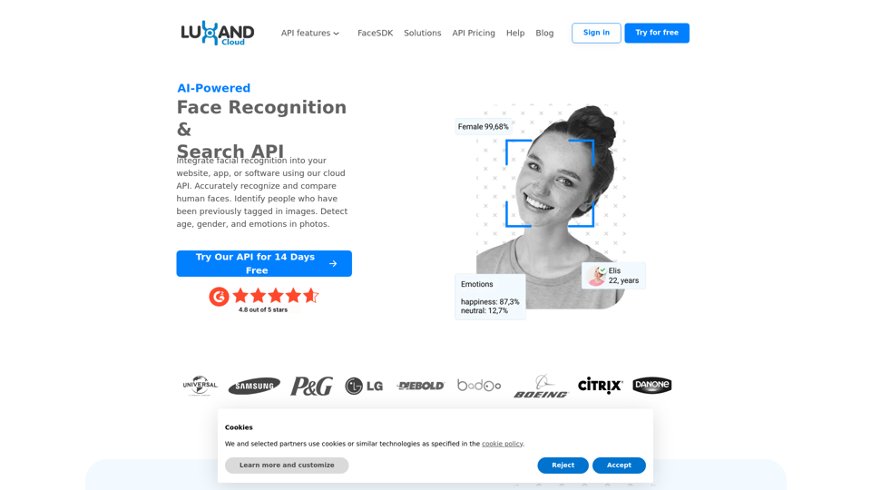 Facial search screenshot