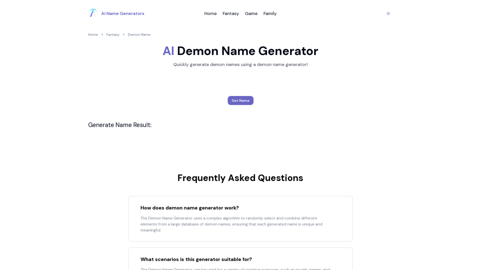 Demon Name Generator - AI Name Generators