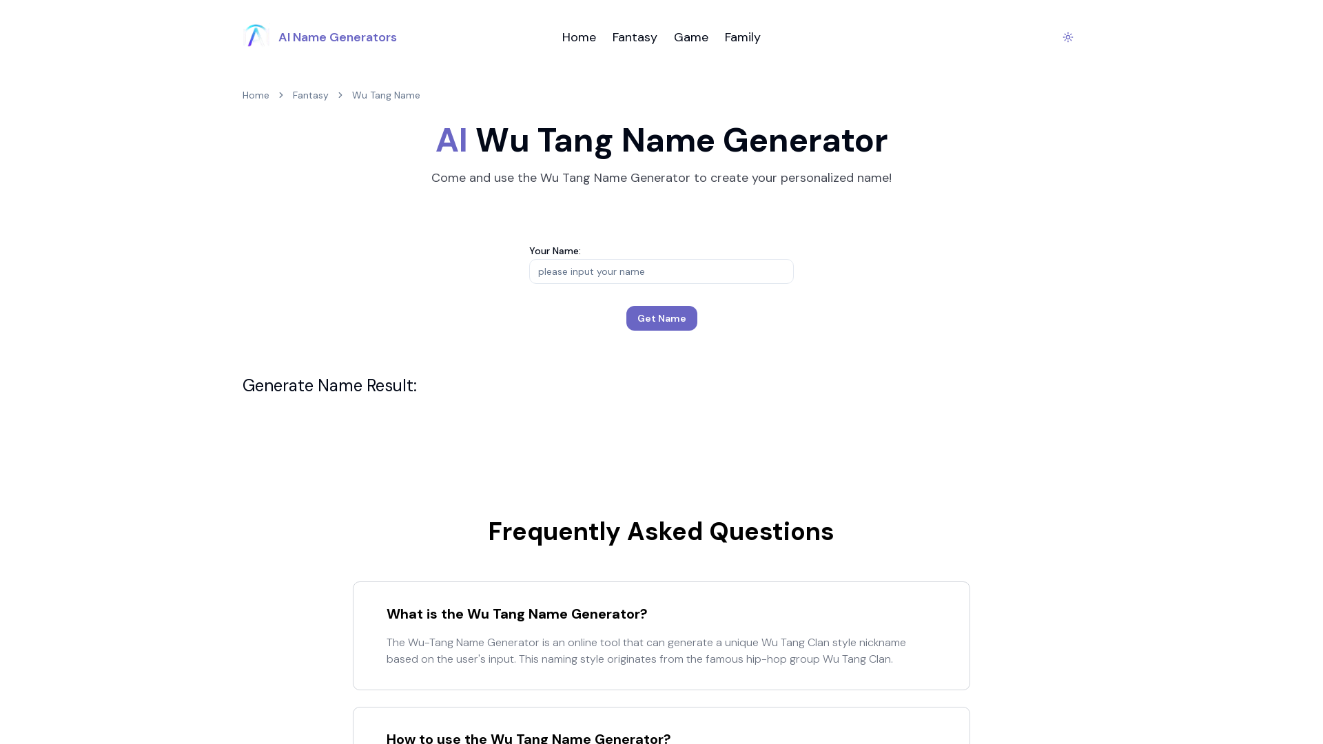Wu Tang Name Generator