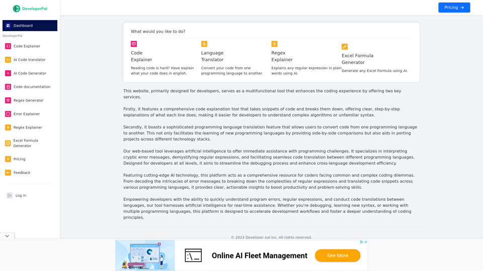 Code Explainer, AI Code explainer, AI Code translator, code translator, python code explainer, 
        java code explainer, Translation, The Ultimate Coding Companion - DeveloperPal