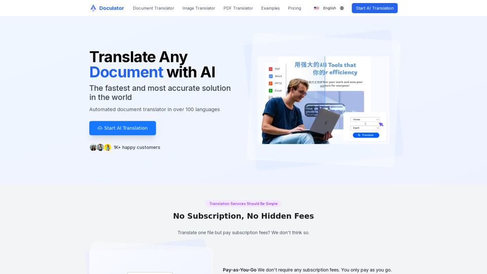Free AI Document Translator, Image Translator, Video Translator | Doculator