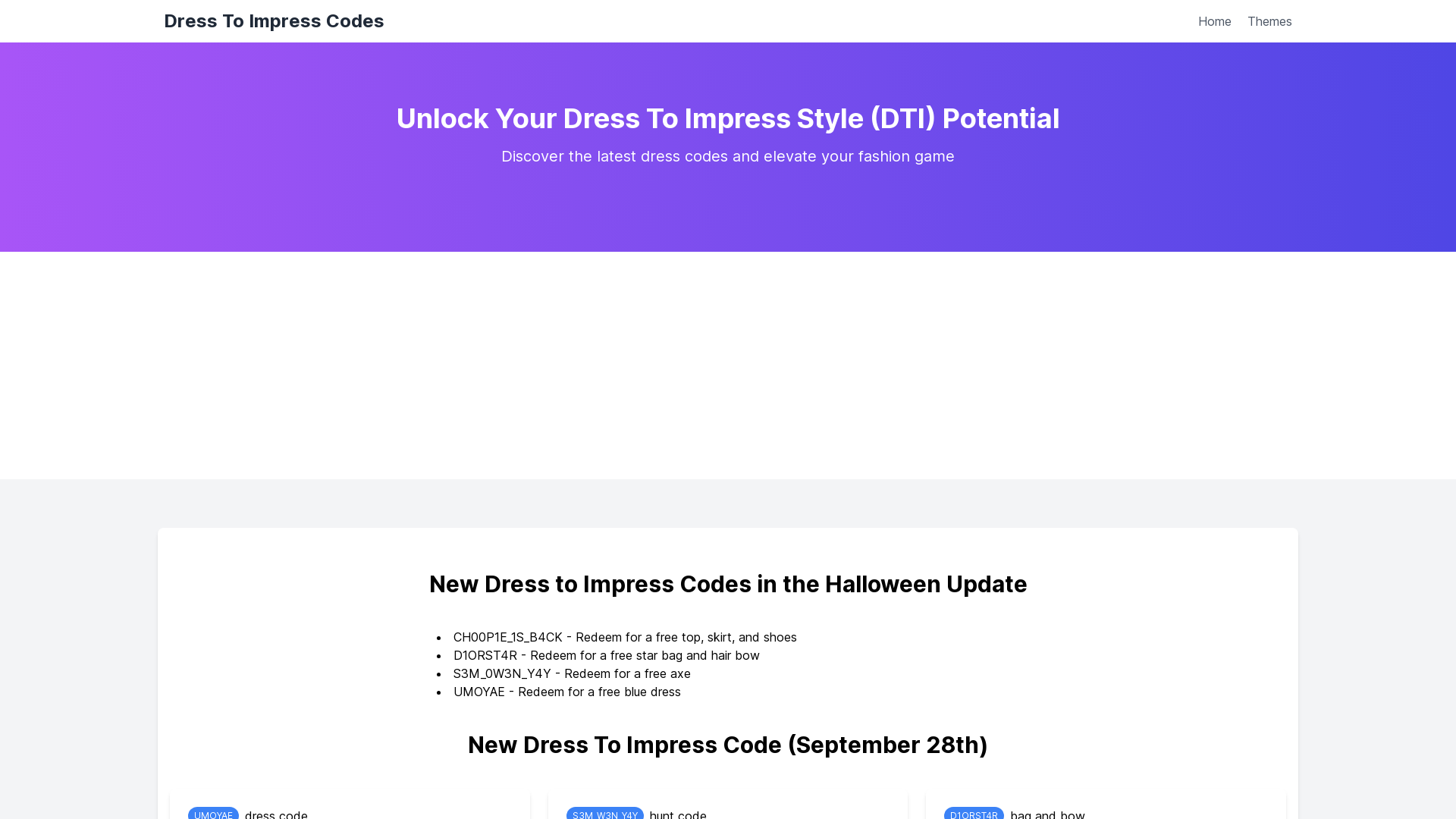Dress To Impress Codes