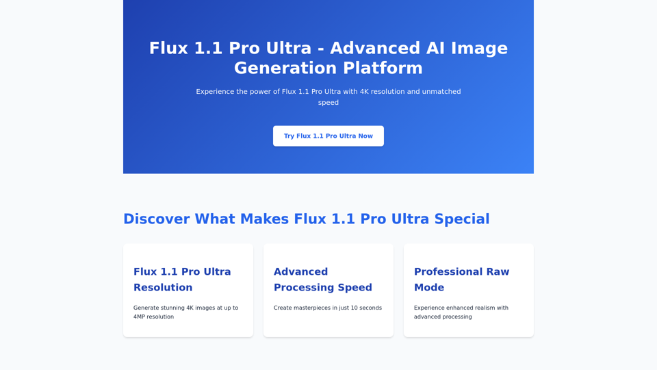 Flux 1.1 Pro Ultra - Advanced 4K AI Image Generation | Official