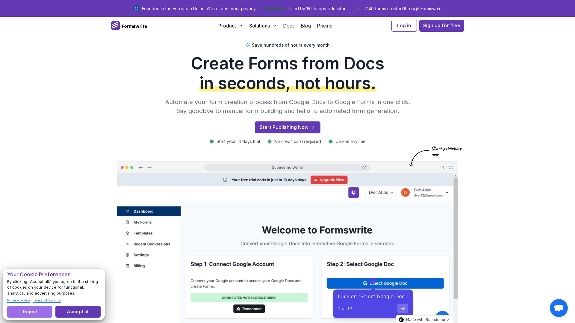 Convert Google Docs to Google Forms in One