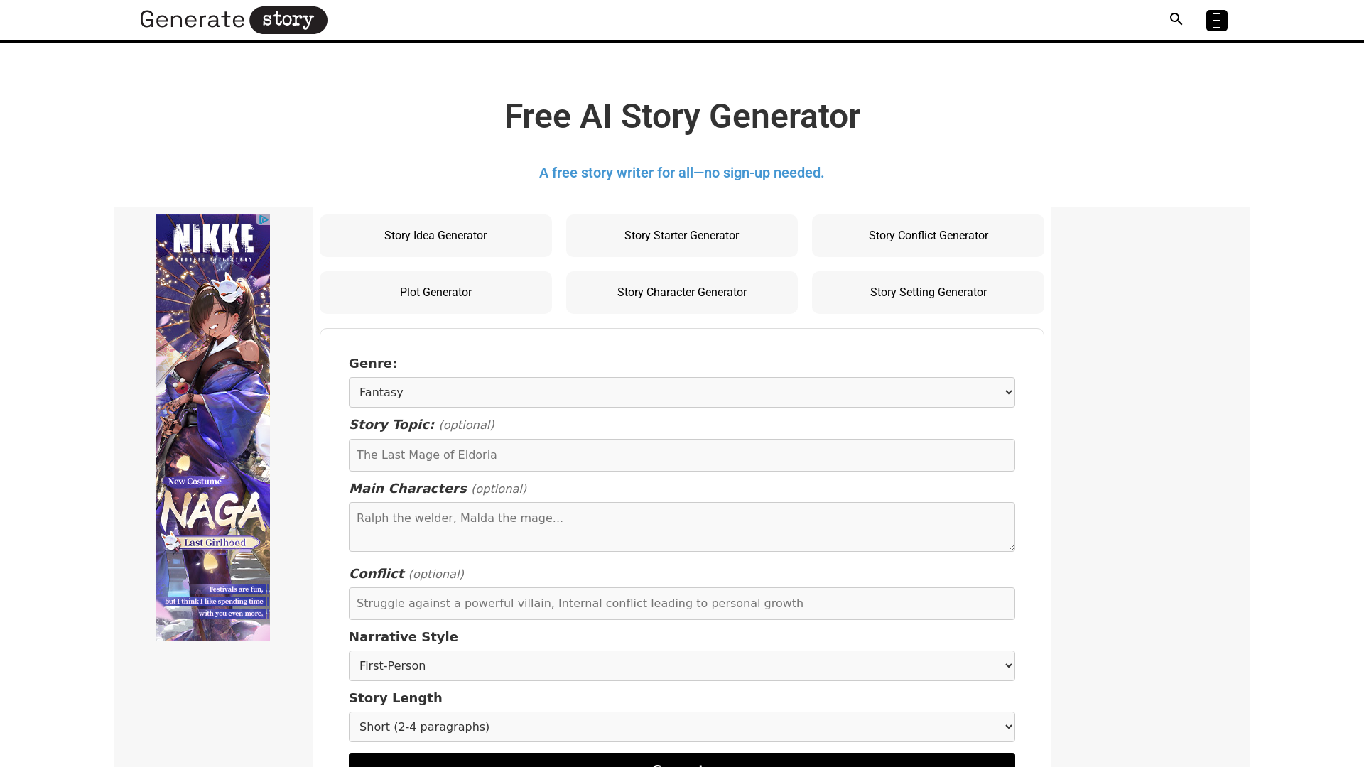 Free AI Story Generator [Unlimited, No Sign