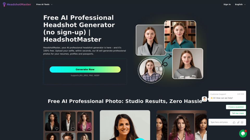 Free AI Professional Headshot Generator (no sign-up) | HeadshotMaster