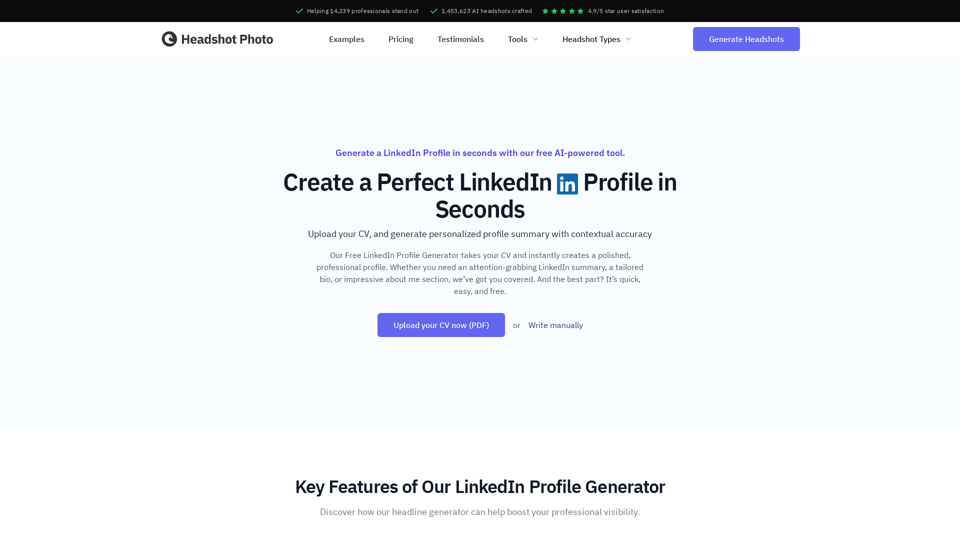 Free LinkedIn Profile Generator | Create a Professional LinkedIn Profile Summary | HeadshotPhoto