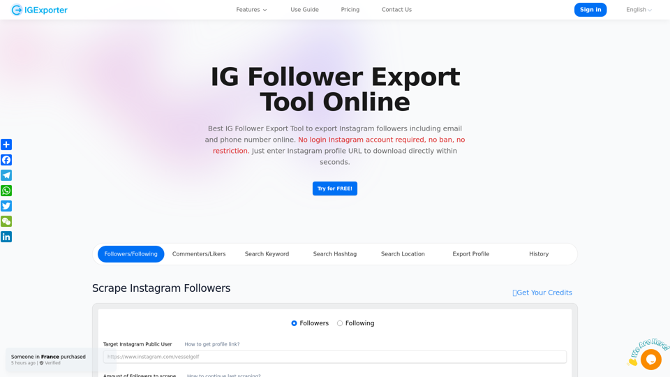 IG Follower Export Tool Online(with email) - IGExporter