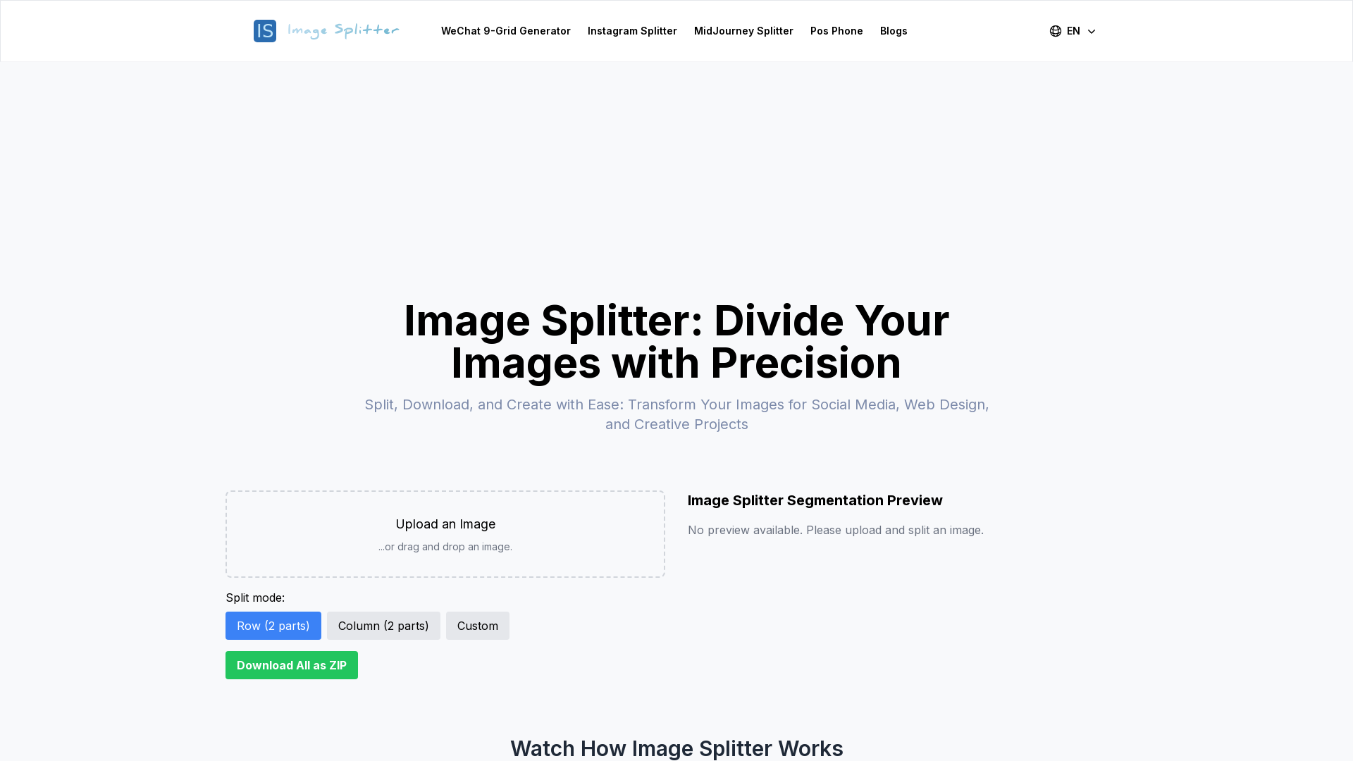 Effortless Image Splitting Tool for Creative Projects screenshot