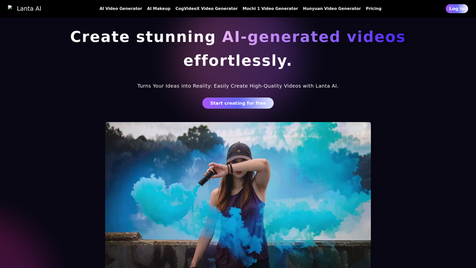 Lanta AI - Text to Video Generator: Powered by CogVideoX & Mochi 1