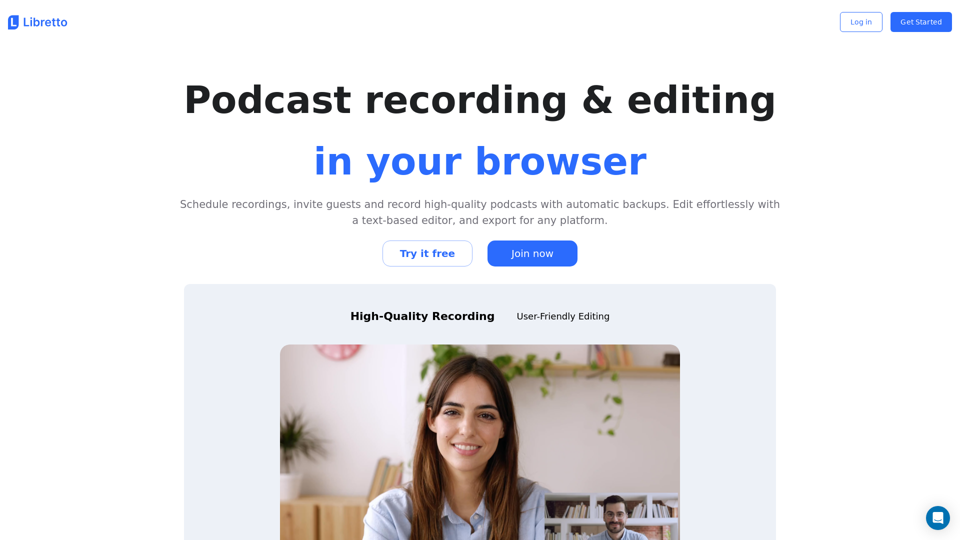 Libretto | Podcast recording & editing in your browser.