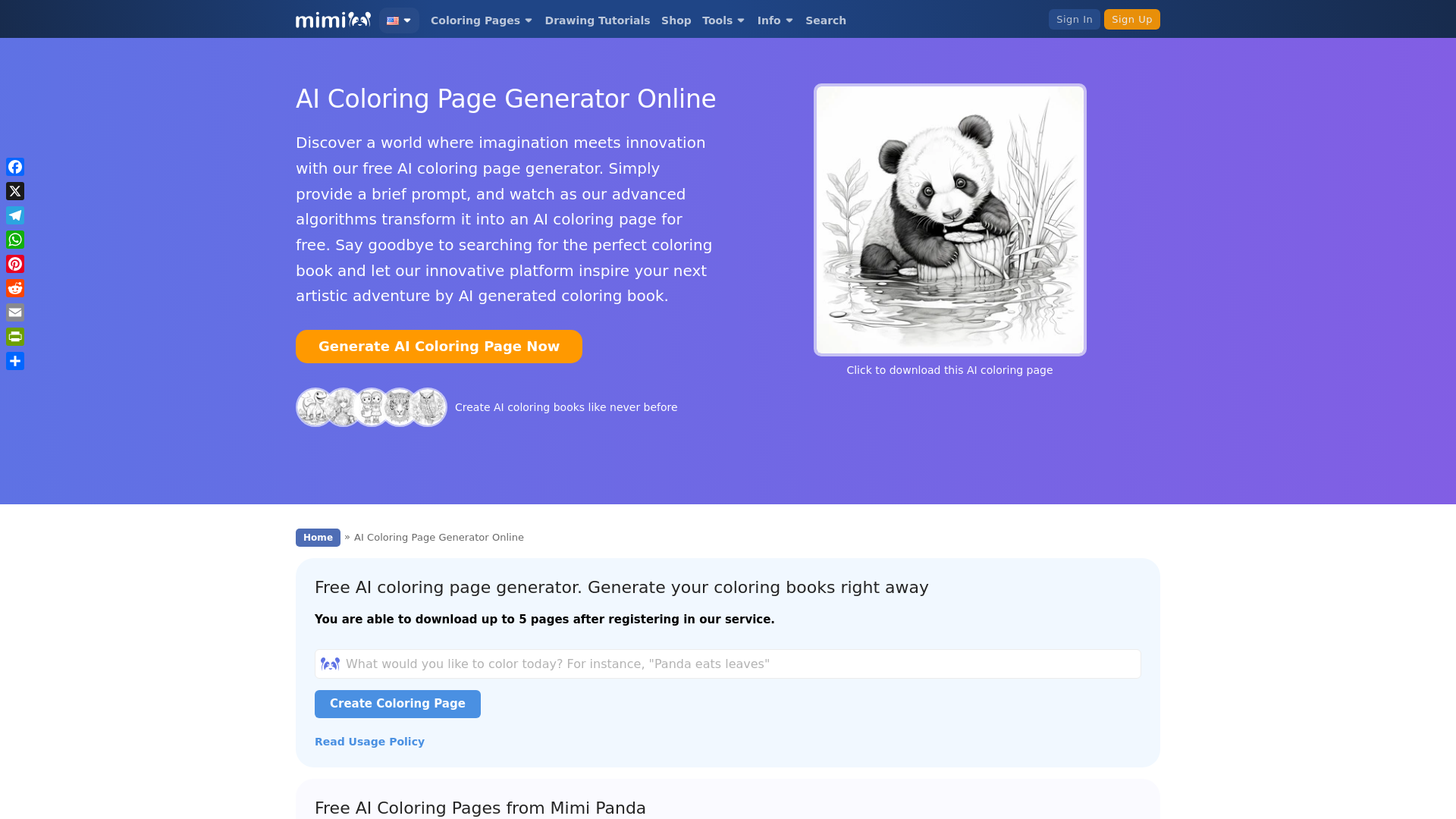 AI Coloring Page Generator Online