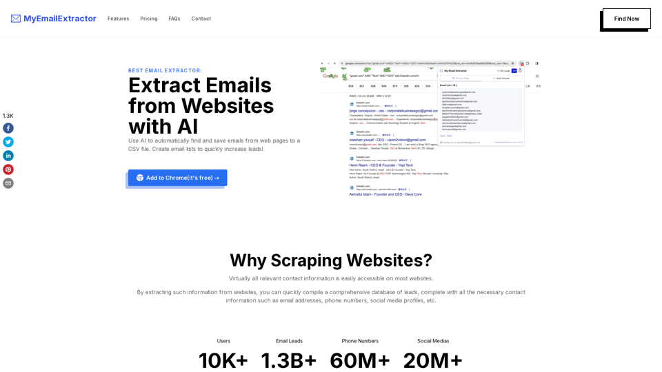 Free Email Extractor from Website screenshot
