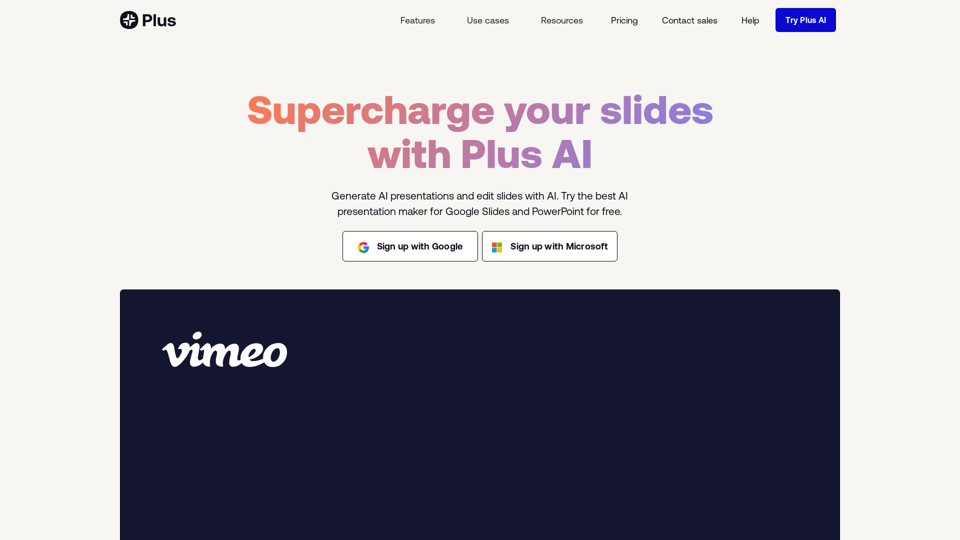 Plus AI presentation maker | Supercharge your slides with Plus AI