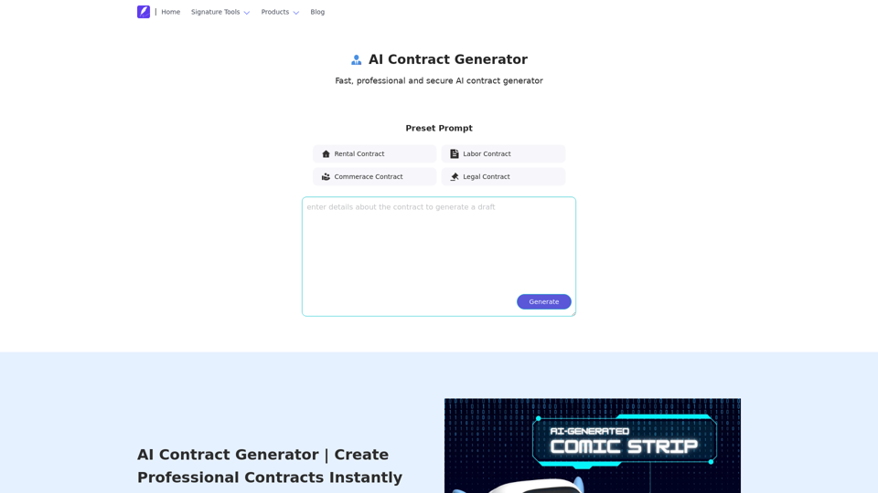 Free AI contract generator Online (No Sign-up) - signmaker