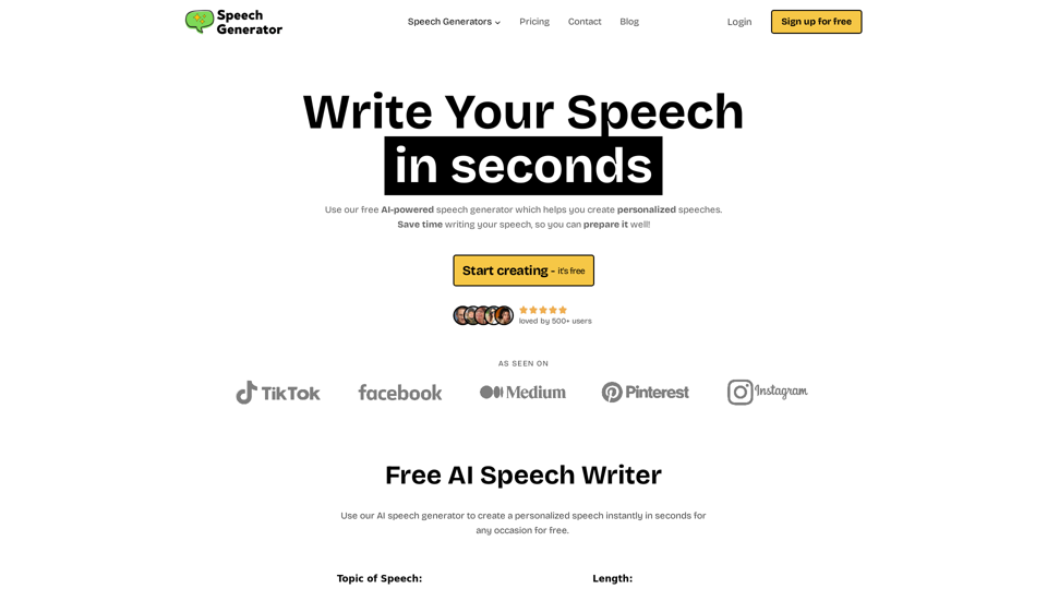 AI Speech Generator - Write Speeches in Seconds with AI