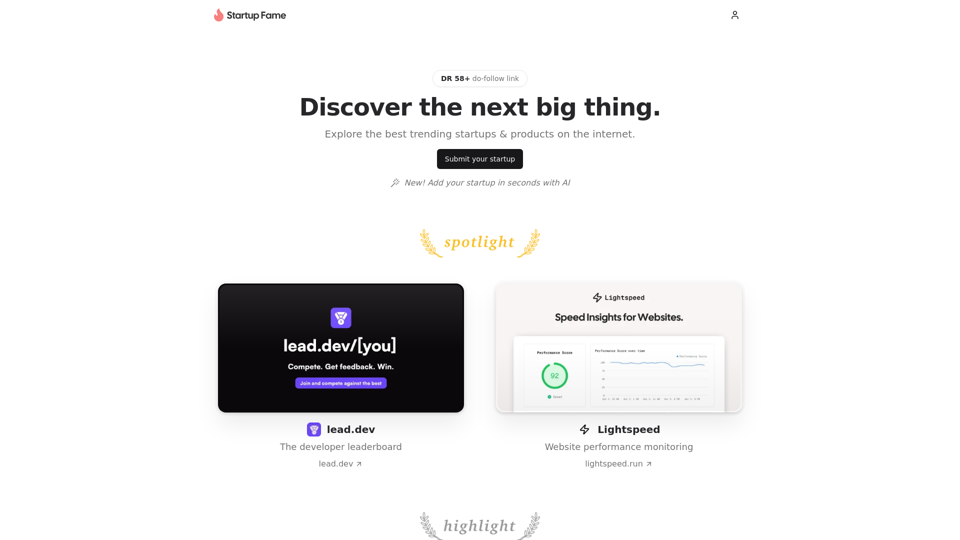 Startup Fame - Discover Awesome Startups