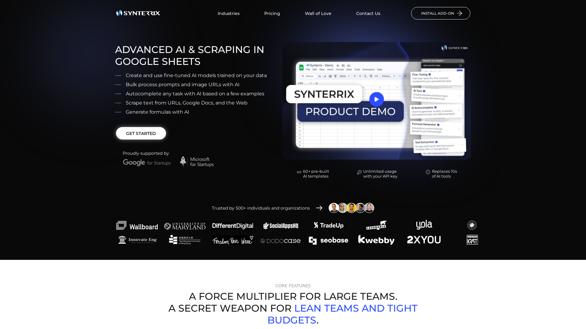 Synterrix: Spreadsheet AI for Google Sheets™