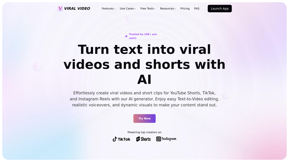 ViralVideo - Turn text into viral videos and shorts with AI