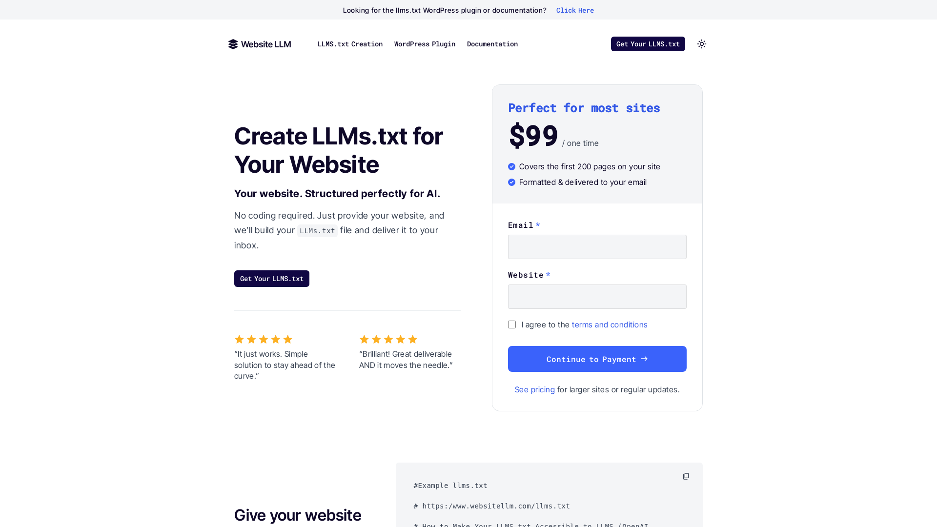 Website to LLMS.txt Conversion Tool