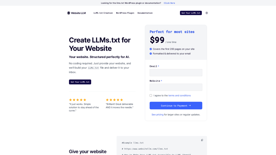 Website to LLMS.txt Conversion Tool - Website LLM