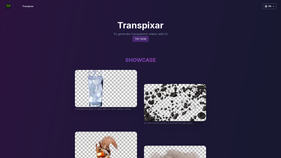 Transpixar | Generate Transparent Background Videos For Free