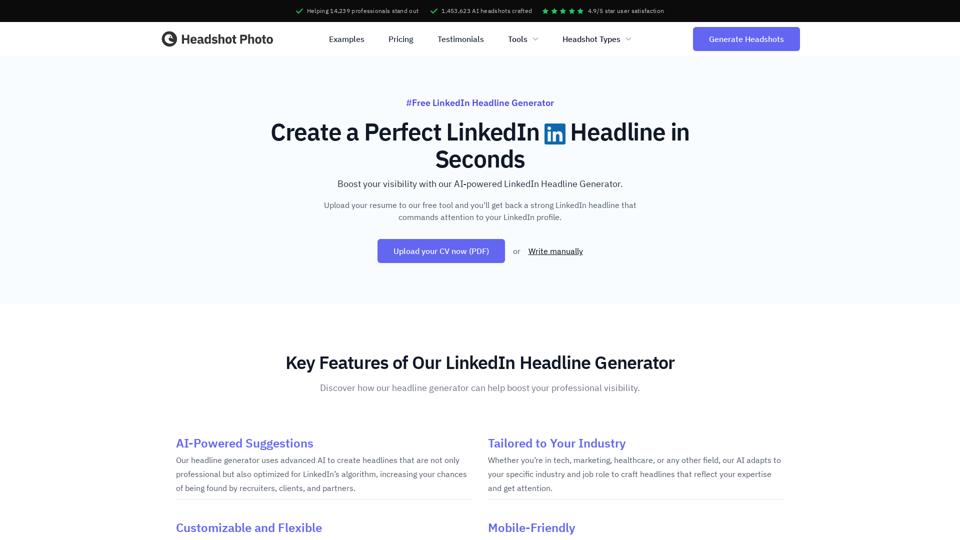 Free LinkedIn Headline Generator | AI-Powered, Professional & SEO-Optimized | HeadshotPhoto